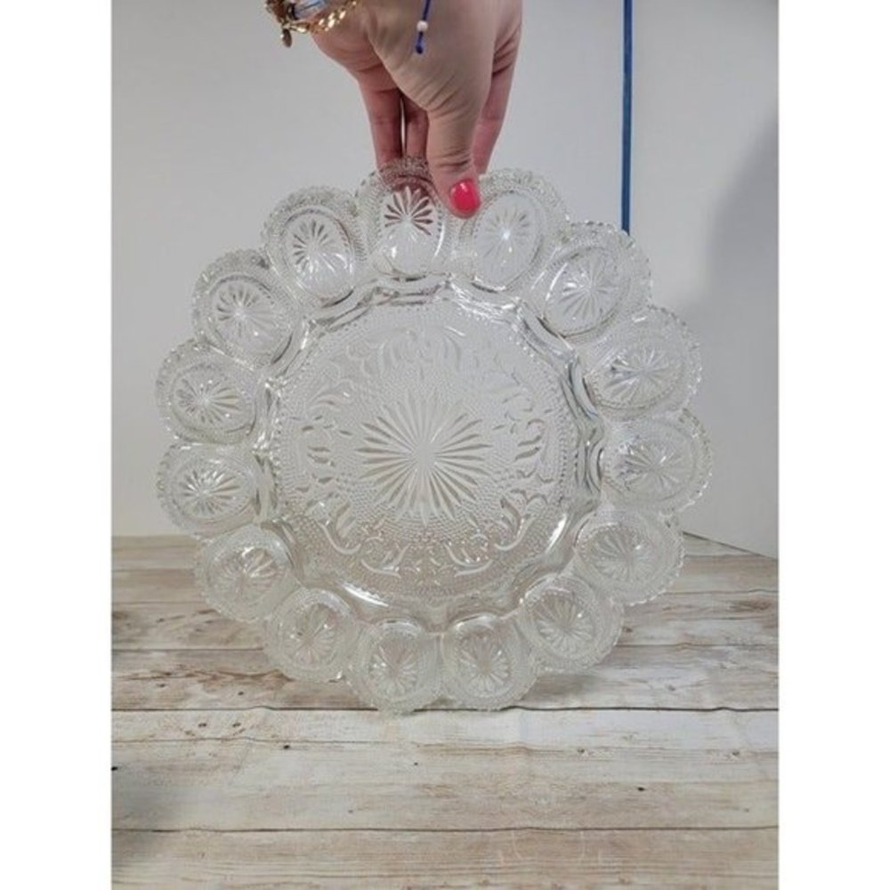 Beautiful Vintage LE Smith 15 Slot Deviled Egg Platter Serving Tray Clear Heavy‎ - Picture 4 of 7